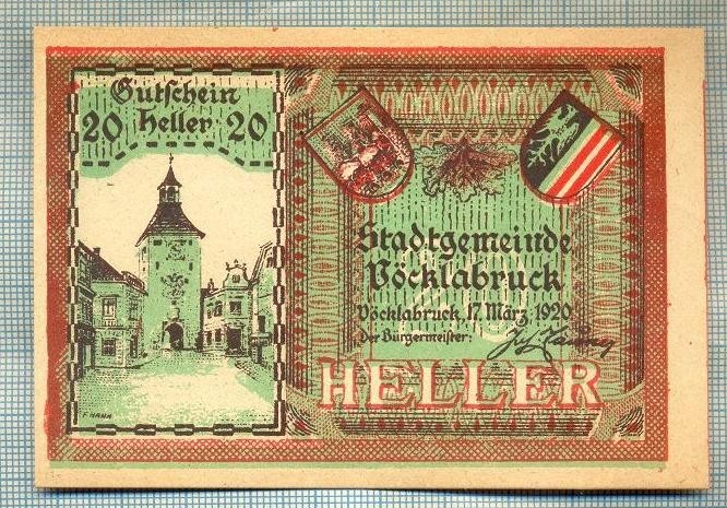 A2156 BANCNOTA NOTGELD- AUSTRIA 20 HELLER -1920-SERIA FARA-starea care se vede