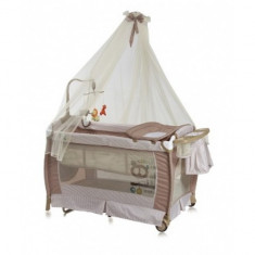 Patut pliant Sleep n Dream Rocker cu Baldachin 120 x 60 cm Beige Lorelli foto