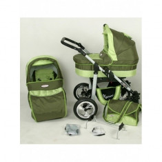 Carucior 2 in 1 Silver cu roti gonflabile S25 (Verde Inchis cu Verde Deschis) Kunert foto