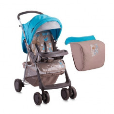 Carucior sport copii Star cu husa picioruse Beige and Blue Giraffe Lorelli foto