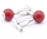 Butoni noi tema GAMES 8 BALL RED + cutie simpla cadou, Inox