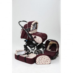 Carucior 3 in 1 Junior Dark Red Flowers Baby-Merc foto