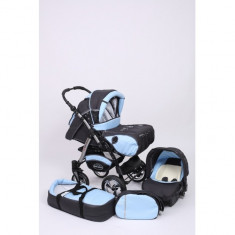 Carucior 3 in 1 Junior Plus Graphite Light Blue Baby-Merc foto