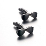 Butoni noi tema SUNGLASSES + cutie simpla cadou, Inox