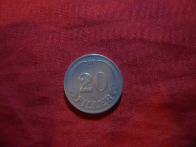 Moneda 20 Filler 1926 Ungaria ,Cu-Ni , cal.F.Buna foto