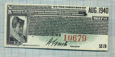A2268 GOLD BOND CASSA AUTONOMA A MONOPOLURILOR REGATULUI ROMANIEI -17,50 $ foto