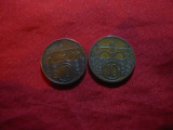 2 Monede 10 halleri 1925 si 1937 Cehoslovacia ,bronz , cal.F.Buna, Europa