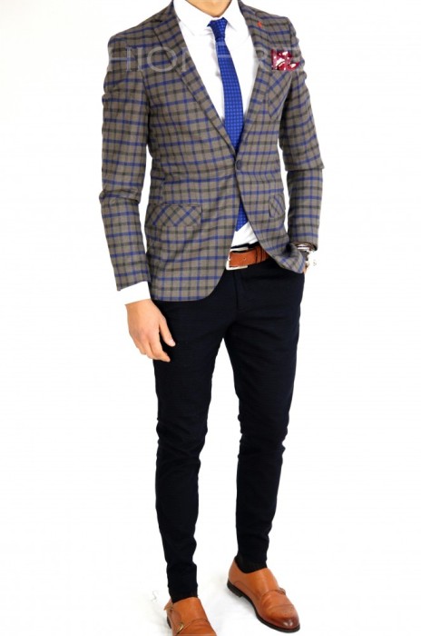 Sacou tip Zara in carouri - sacou barbati - sacou casual 7523 foto mare Sacou tip Zara in carouri - sacou barbati - sacou casual 7523 foto mare