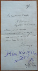 Bilet scris olograf de Dimitrie Sturdza catre Rosetti dela Legatia Romana , 1911 foto