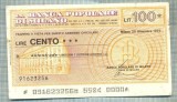 A2240 ASIGNAT BILET BANCA POPOLARE DI MILANO -ITALIA- 100 LIRE-starea cese vede