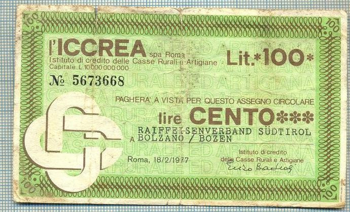 A2212 ASIGNAT BILET BANCA ICCREA ROMA- 100 LIRE-starea cese vede