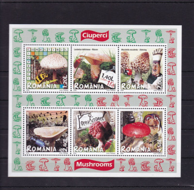 ROMANIA 2008 LP 1792 b CIUPERCI BLOC DE 6 TIMBRE MNH foto