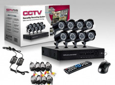 Sistem de supraveghere video cu DVR si 8 camere CCTV pentru interior exterior foto