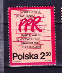 Timbre POLONIA 1982 = ANIV. 40 ANI PARTIDUL MUNCITORILOR DIN POLONIA foto