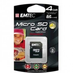 Card MicroSD 4 GB Emtec cu adaptor Clasa 4 foto