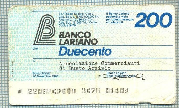 A2248 ASIGNAT BILET BANCA LARIANO -ITALIA- 200 LIRE-starea cese vede