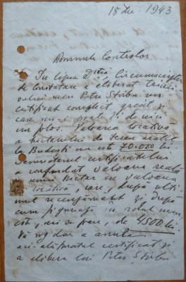Scrisoare a lui Constantin George Manu , diplomat din familie de boieri , 1943 foto