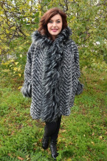 Jacheta trendy din lana, gri, masura mare, cu captuseala subtire foto