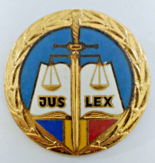 INSIGNA DE JUSTITIE EMAILATA JUS LEX PENTRU JUDECATOR LA JUDECATORIE 50 MM foto