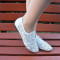 Pantof alb cu talpa joasa, din piele moale cu model de perforatii