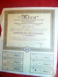 2 Actiuni MICA - Certificat Provizoriu 1932 SA Miniera- Ed. 1945 si 1946 ,cu 10mii si 50 mii lei in cupoane