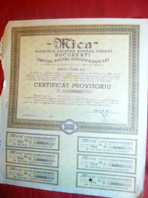 Actiune MICA - Certificat Provizoriu 1932 - Ed. 1946 ,Emisiunea 6a foto