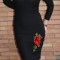 Rochie eleganta de culoare neagra cu flori brodate aplicate