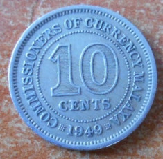 MALAYA 10 Cents - George VI 1949 Copper-nickel ? 2.82 g ? ? 19.5 mm KM# 8 foto