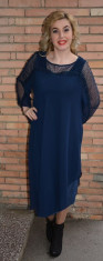 Rochie de gala bleumarin, masura mare, insertie de voal deasupra foto