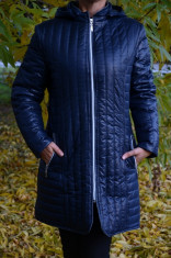 Jacheta calduroasa, din fas, bleumarin, cu gluga detasabila foto