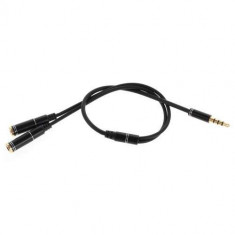 Cablu Audio Splitter 3,5mm Tata-Mama Neagra foto