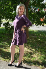 Rochie de zi, casual, cu buzunare, disponibila in nuanta de mov foto