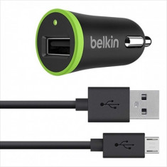 Incarcator auto Belkin, F8M711BT04-BLK, universal, include cablu microUSB 1.2m, 1A, Black foto