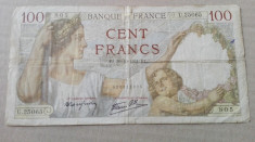 Bancnota Franta de 100 franci 1941, circulata foto