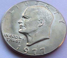 Moneda 1 Dolar &amp;quot;Eisenhower Dollar&amp;quot;- SUA, anul 1977 lit.D cod 1234 !!! 22,71 gr foto