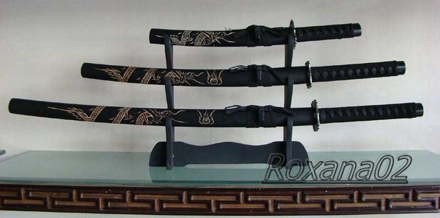 SABIE NINJA. Set SABII DAISHO + postament inclus. Katana, Wakizashi ...