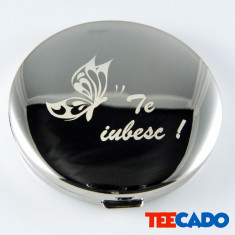 Oglinda personalizata gravata Inox 68mm foto