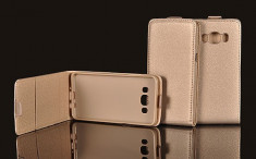 Husa Alcatel POP 4 Flip Case Inchidere Magnetica Gold foto