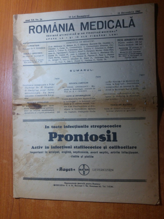 revista romania medicala 15 decembrie 1942