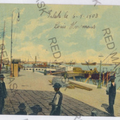 2745 - GALATI, harbor - old postcard - used - 1908