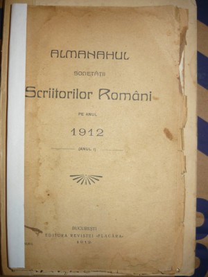 Almanahul Societatii Scriitorilor Romani pe anul 1912 ( anul I ) foto