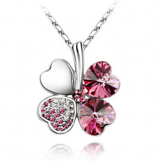 Lant si pandantiv cu Swarovski Elements Lucky Clover foto