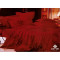 Cuvertura de pat catifelata, rosie cu trandafiri, cu 2 fete de perna.