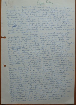 4 pagini de manuscris ale lui Edgar Papu foto