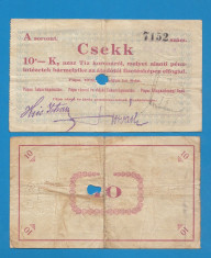 Ungaria Bon 10 korona 1919 foto