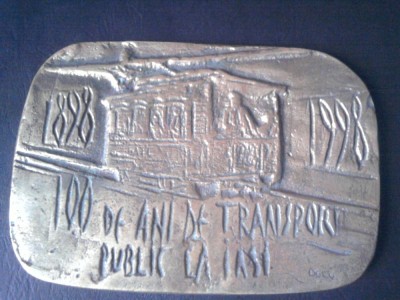 Placheta unifata, 100 ani transport public in Iasi 1898-1998, tramvai foto