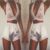 Lenjerie Lady Lust Sexy Alb Dantela Boxeri Bikini Chiloti + Sutien Set 2 Piese, S, XL