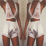Lenjerie Lady Lust Sexy Alb Dantela Boxeri Bikini Chiloti + Sutien Set 2 Piese
