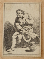 Cornelis Bega &amp;quot;Barbat cu palarie&amp;quot; gravura veche foto