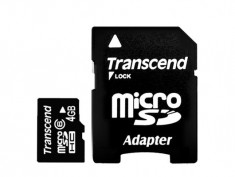 Card microSDHC cu adaptor SD Transcend 4GB Class 6 foto